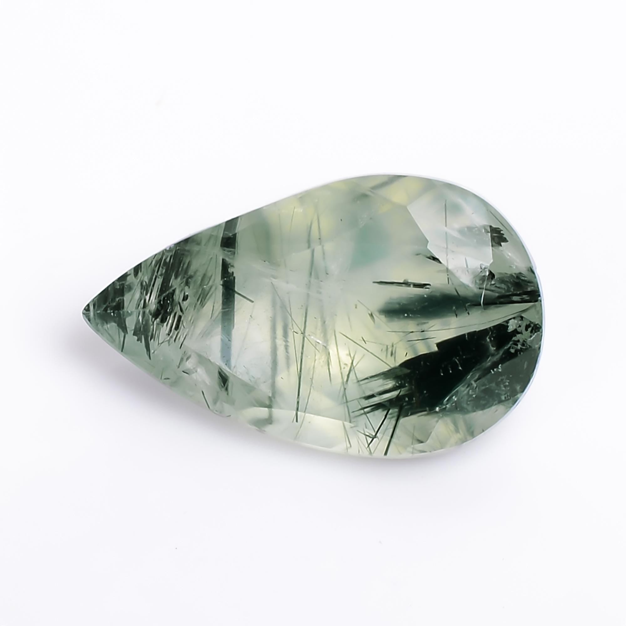 prehnite with epidote natural pear shape cut stone loose gemstone